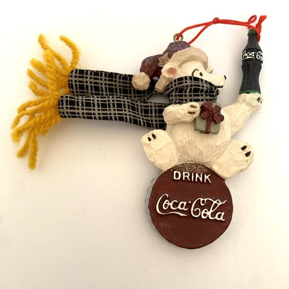4 Kurt Adler 1999 Coca-Cola Ornaments Resin Santa Polar Bear Signs Vtg Xmas - Picture 7 of 10